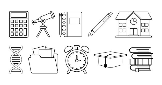 Free vector education outline icon set