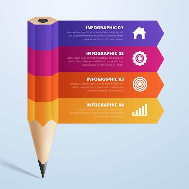 Education pencil Infographics step option