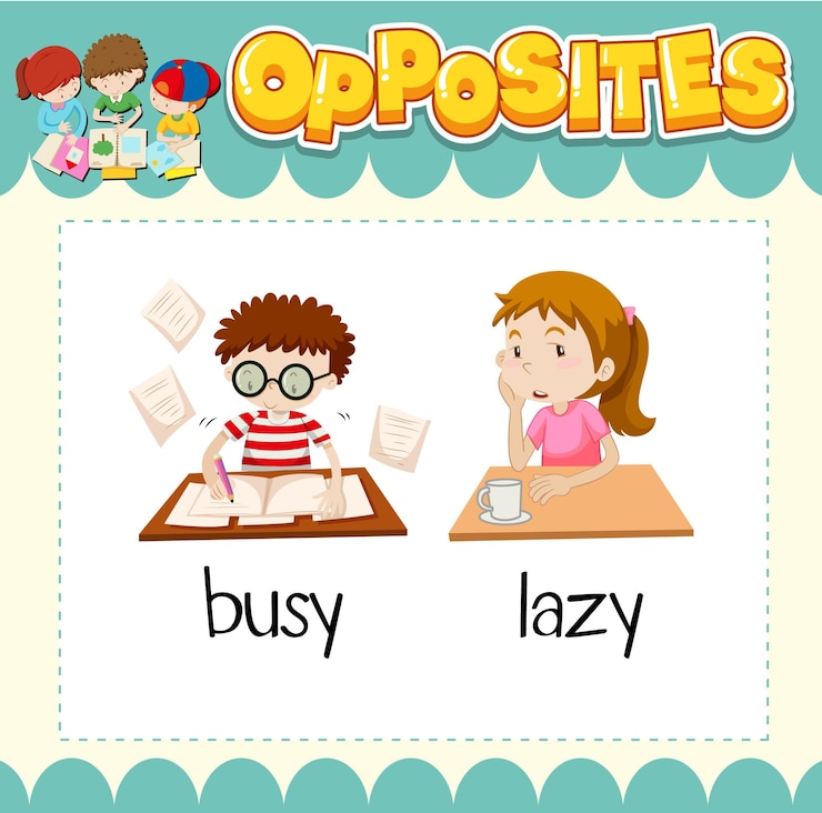 Free Vector education word card of english opposites word