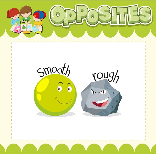 Education word card of English opposites word