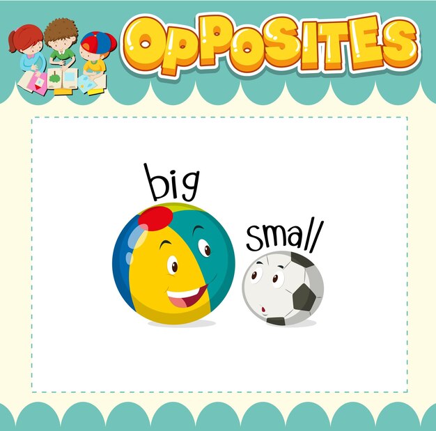 Education word card of English opposites word