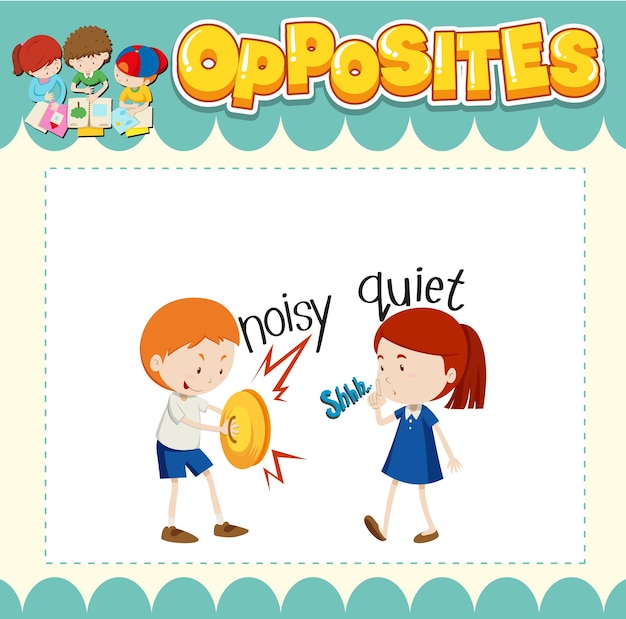 Free vector education word card of english opposites word