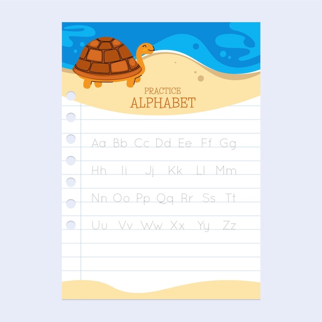 Free vector educational alphabet tracing worksheet