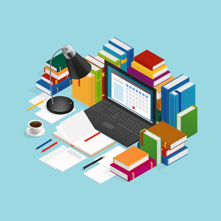 Free Vector educational books isometric illustration