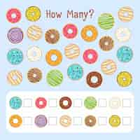 Free vector educational counting game for kids with donuts