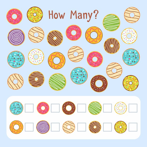 Educational counting game for kids with donuts