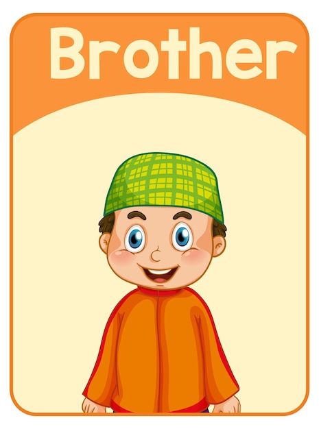 Free vector educational english word card of brother