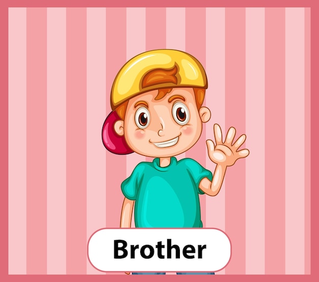 Free vector educational english word card of brother