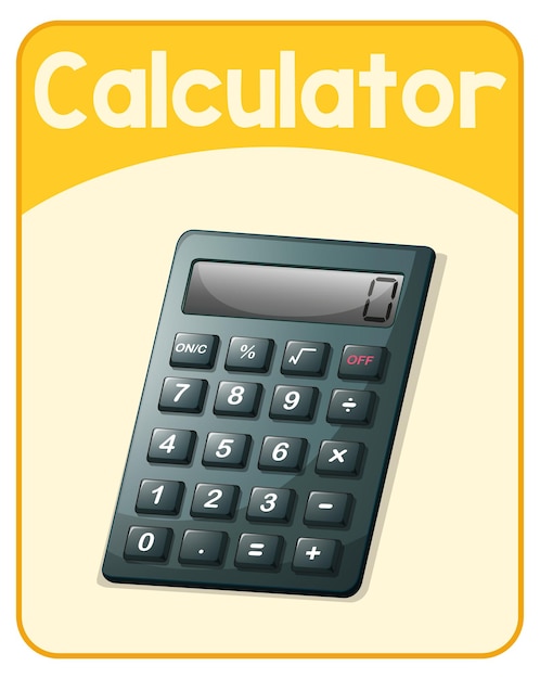 Educational English word card of calculator