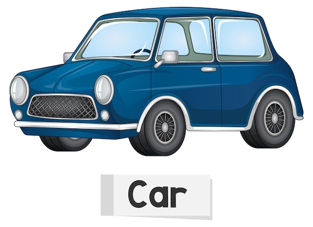 Free vector educational english word card of car