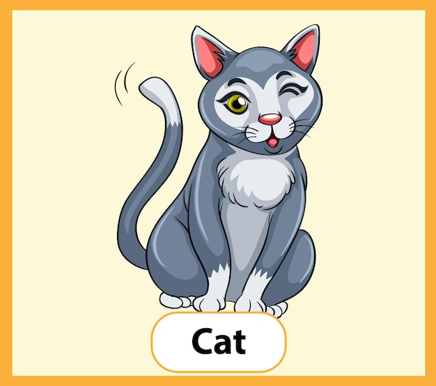 Free vector educational english word card of cat