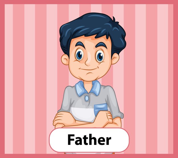 Educational English word card of father