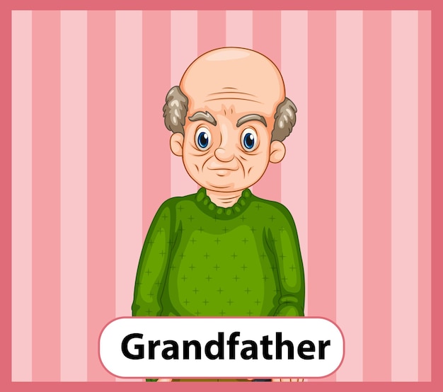 Free vector educational english word card of grandfather