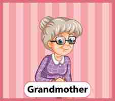 Free vector educational english word card of grandmother