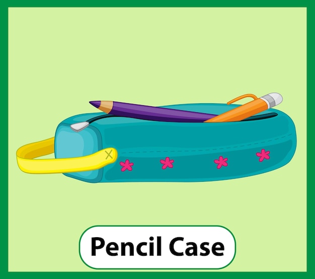 Free vector educational english word card of pencil case