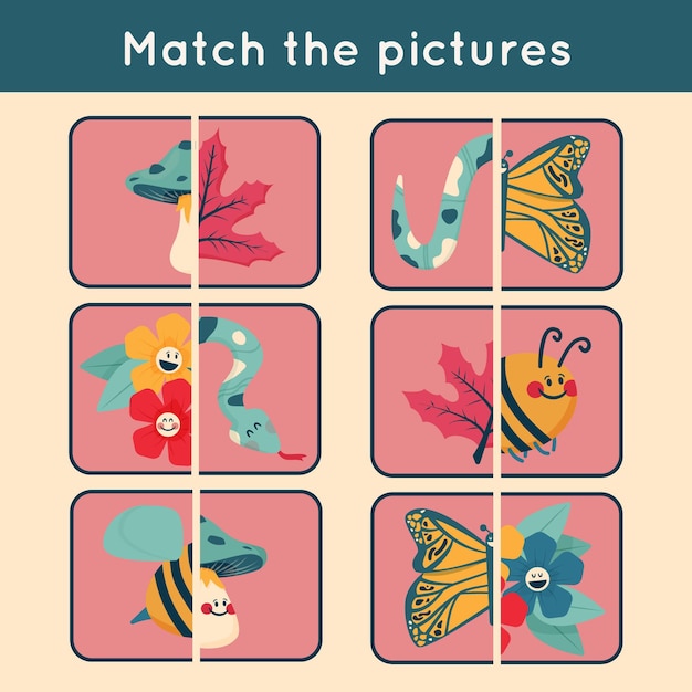 Free vector educational match game for children