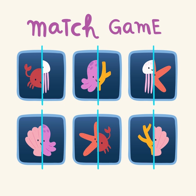 Free vector educational match game for kids