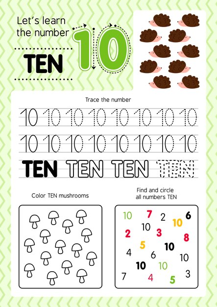 Educational number ten worksheet