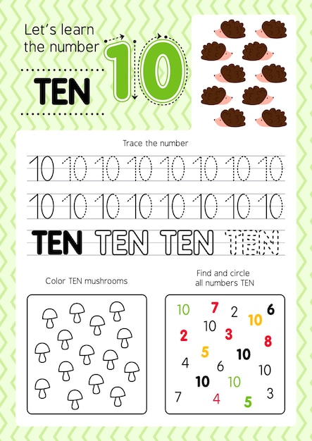 Educational number ten worksheet