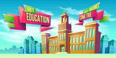 Free vector eeducational background with university building