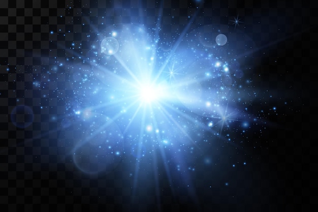Effect of bright glow of blue stars light particles