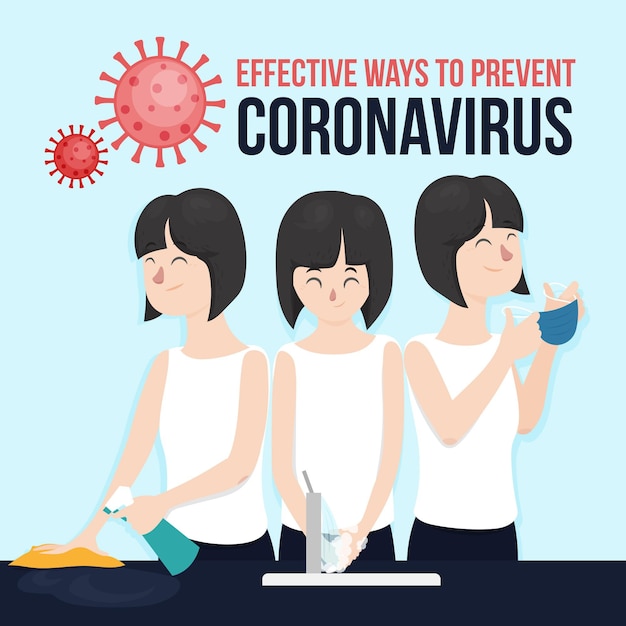 Free vector effective ways to prevent coronavirus