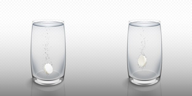 Effervescent soluble tablet in water glass