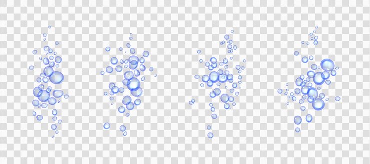 無料Vector 発泡性の水または酸素フィズブルー気泡現実的な3dベクトル図透明な背景に分離された水中フィズシャンパンまたはソーダ飲料のデザイン要素を移動します。