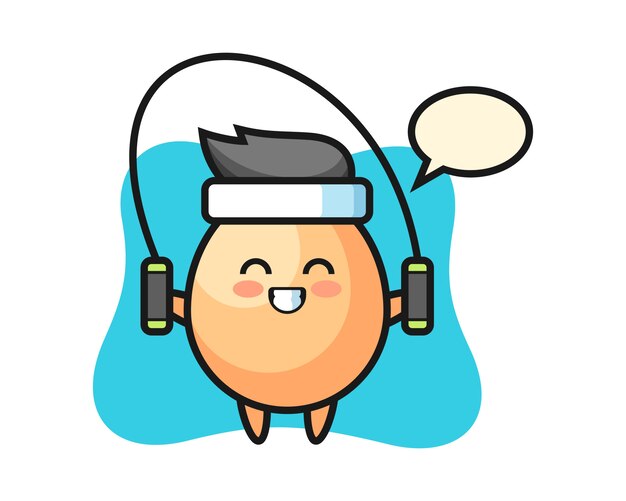 縄跳びとゆで卵のキャラクター漫画 プレミアムベクター