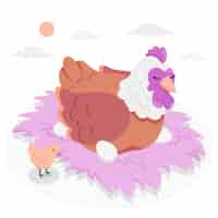 Free vector eggs and chicken concept illustration