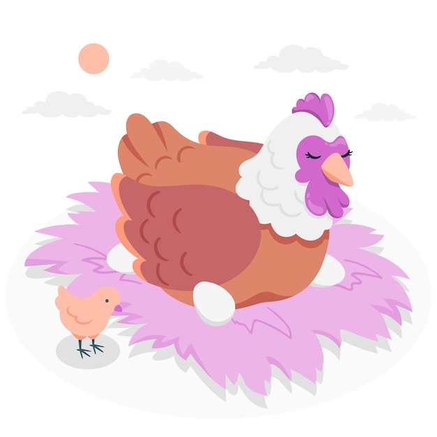 Иллюстрация концепции яиц и курицы