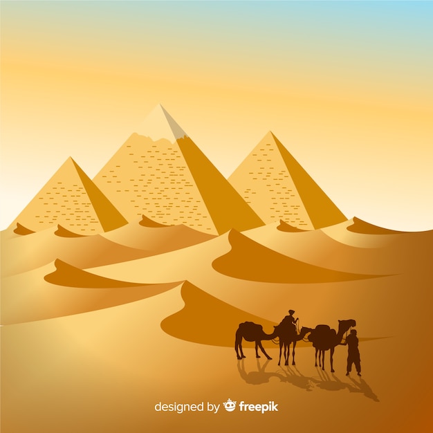 Египет фон с пейзажем в плоском дизайне
