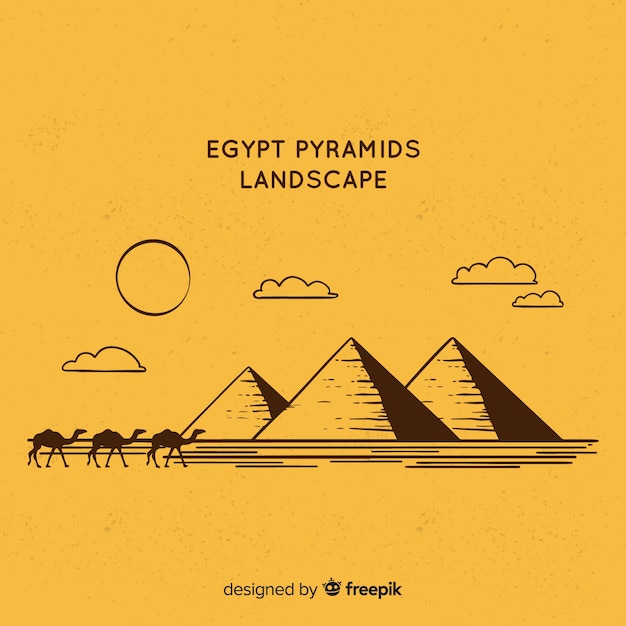 평면 디자인의 풍경과 이집트 배경