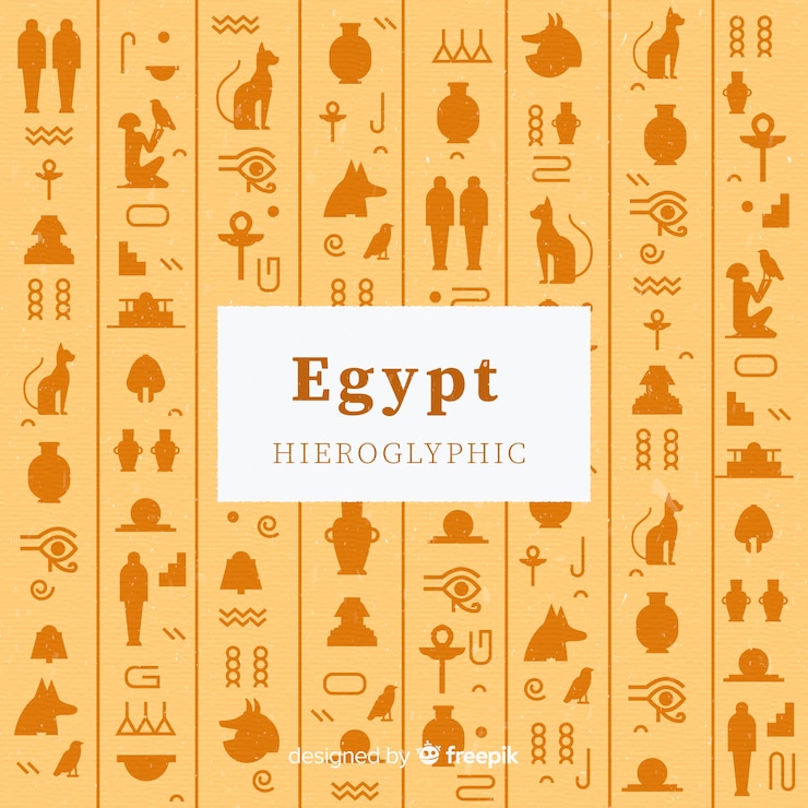 Free Vector egypt hieroglyphics background in flat design
