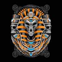 Free vector egypt skull anubis vector illustration