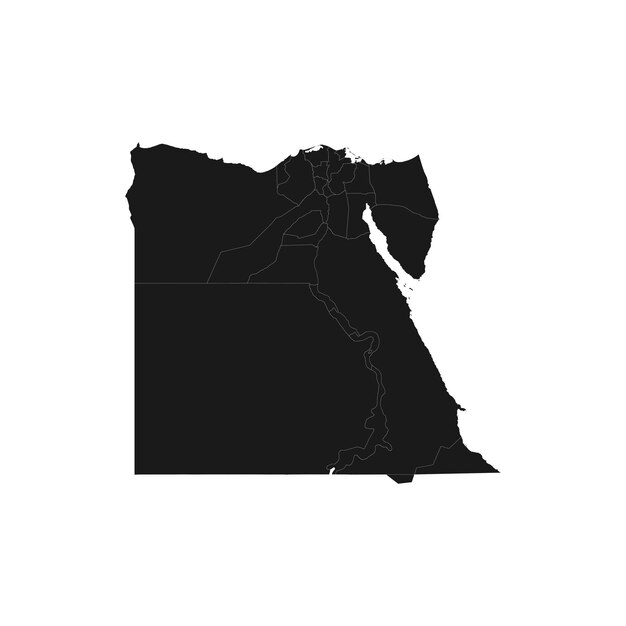Egypt Map Black And White Premium Vector | Egypt Soft Black Map With White Detail Isolated White  Background Eps 10