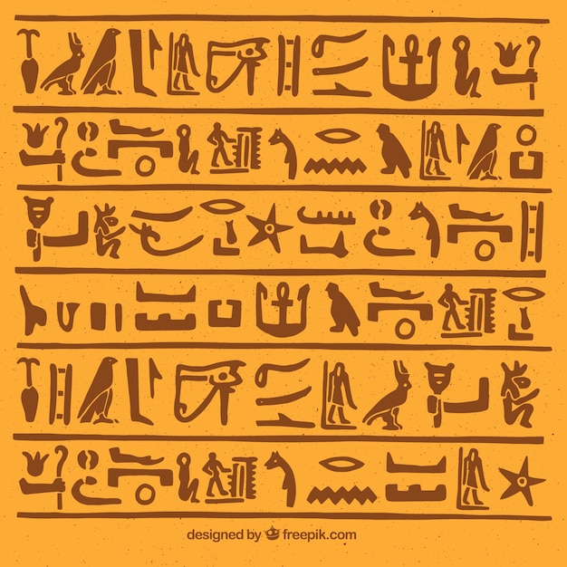 Egyptian hieroglyphics background with flat design