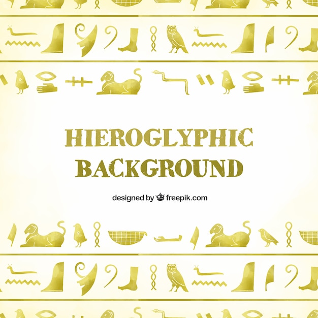 Египетский иероглифический фон с плоским дизайном