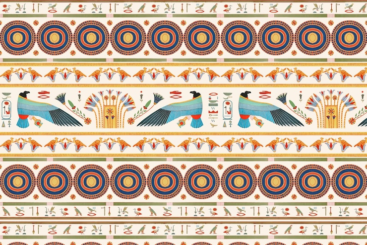 無料Vector エジプトの装飾用のシームレスなパターンの背景