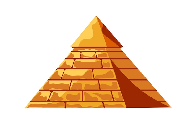 Египетская пирамида из золотых песчаных блоков, гробница фараона, векторные иллюстрации шаржа