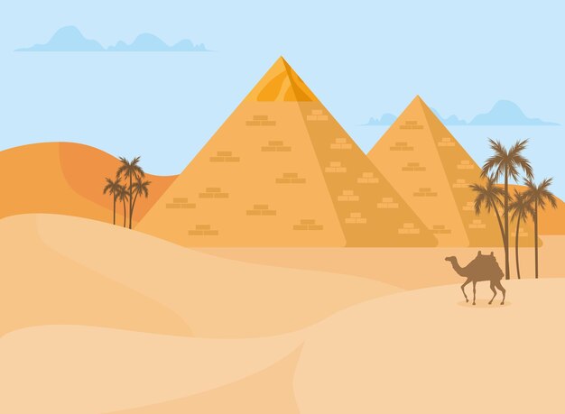 사막의 이집트 피라미드