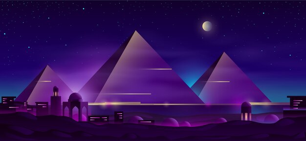エジプトのピラミッド夜の風景漫画