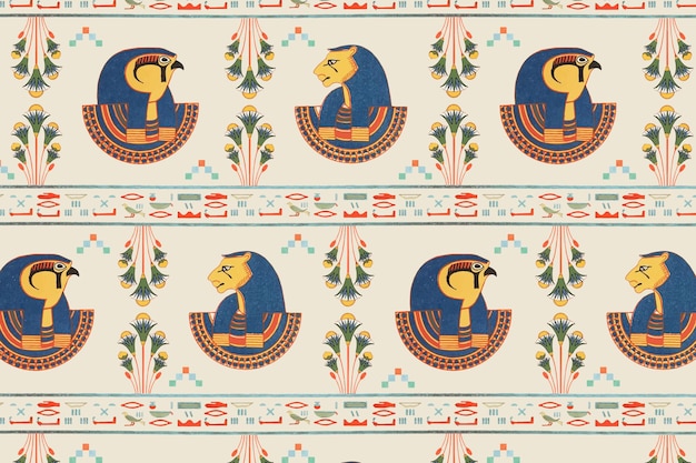 Free vector egyptian tefnut seamless pattern  background