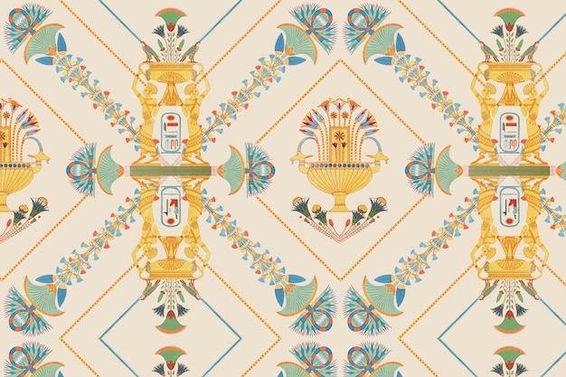 Free vector egyptian vector ornamental seamless pattern background