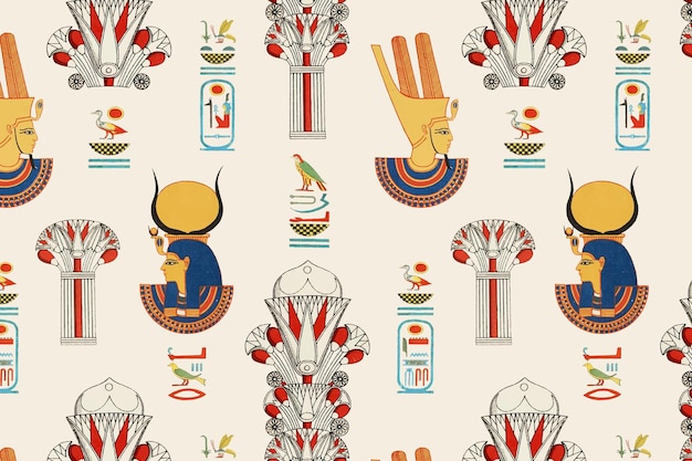 Free vector egyptian vector ornamental seamless pattern background