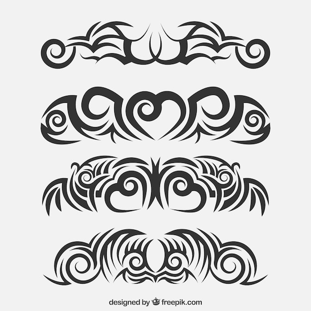 Free vector ehtnic tribal tattoo collection