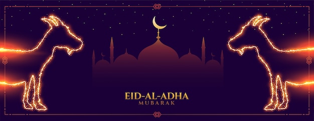 Vettore gratuito banner del festival eid al adha bakrid mubarak