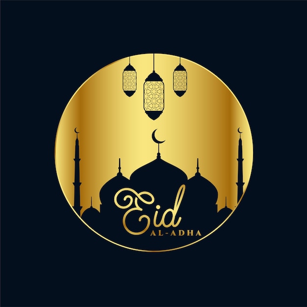 Free vector eid al adha golden bakrid festival greeting