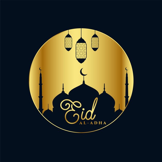 Eid al adha golden bakrid festival greeting