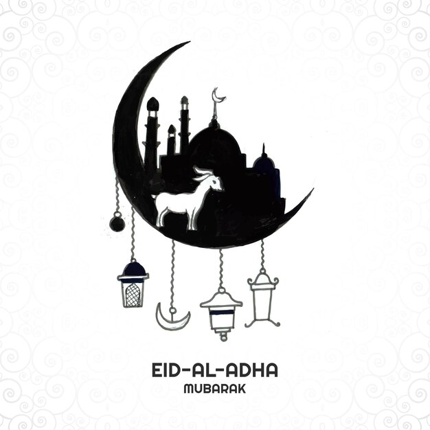 Eid al-Adha greeting card for muslim holiday background